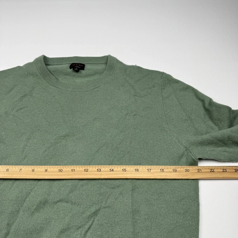 J Crew Sweater Mens Medium Green 100% Cashmere Crewneck Pullover Lightweight